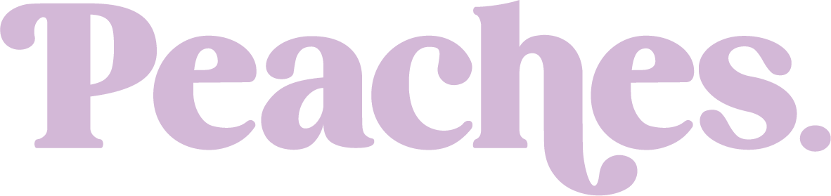 Peaches Logo - Purple 10cm Wide